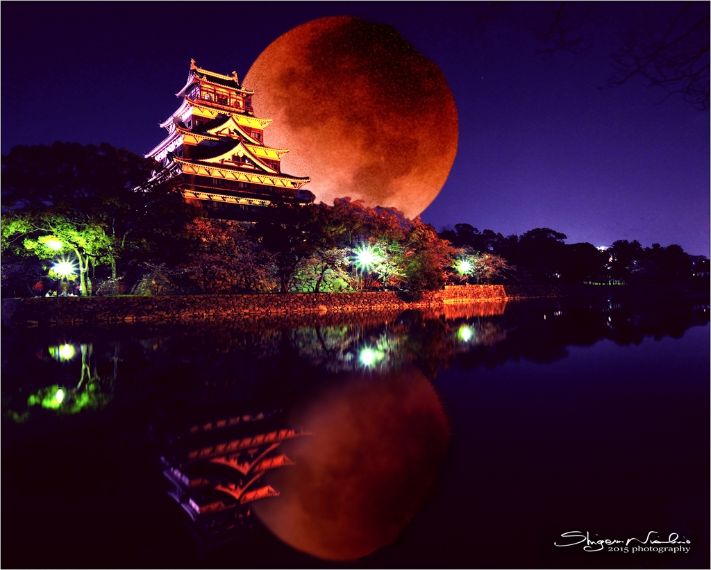 広島城と月_R