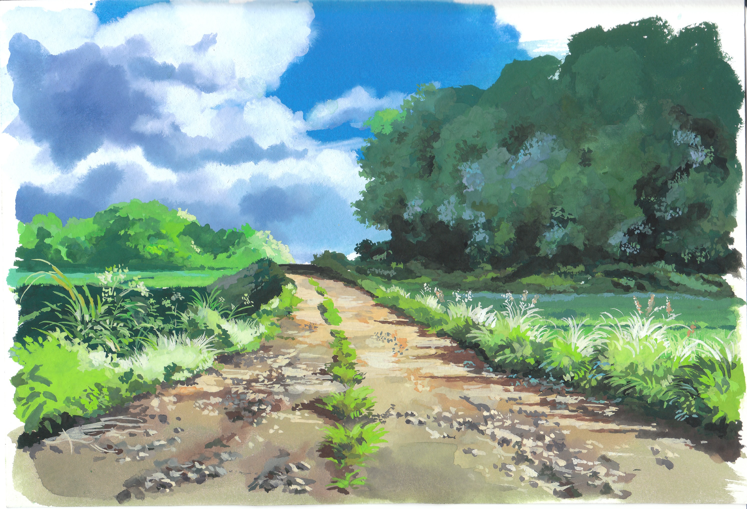 1 二次風景画像 22枚 自然 田舎 田園 水田 畑 イラスト 壁紙 風景と少女による可能世界