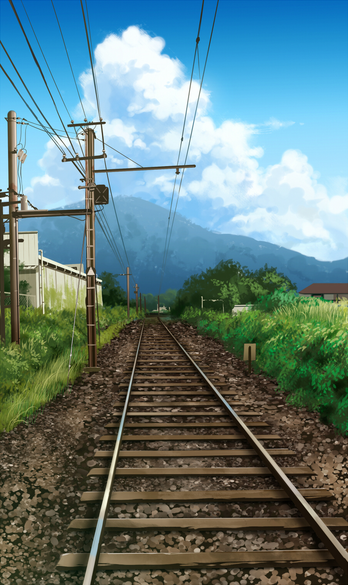 2 二次風景画像 34枚 日常 駅 電車 線路 ホーム イラスト 壁紙 風景と少女による可能世界