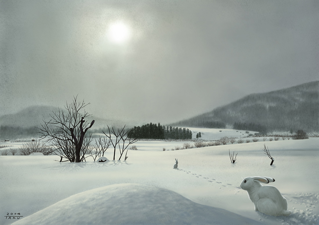 1 二次風景画像 5枚 自然 雪山 冬 イラスト 壁紙 風景と少女による可能世界