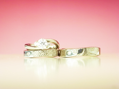 結婚指輪　桜の木
